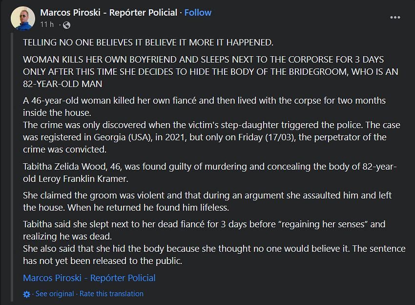 Tabitha Zelida Wood's sentence has not yet been announced (Image via Facebook)